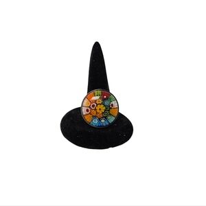 Murano Millefiori Stainless Steel Ring Size  6 1/2 - 7